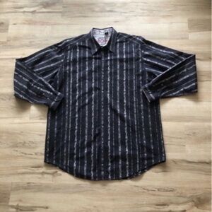 Robert Graham Black and Gray Striped Shirt